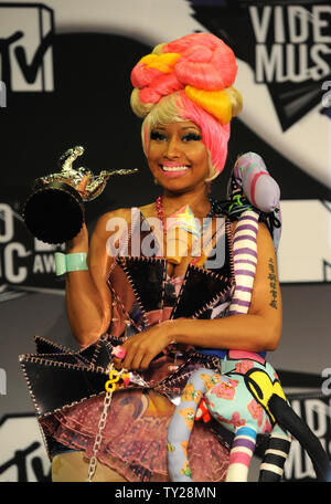Nicki Minaj at the 2011 MTV Video Music Awards, appears backstage at the Nokia Theatre in Los Angeles on August 28, 2011.  She won the award for Best Hip Hop Video.   UPI/Jayne Kamin-Oncea Stock Photo