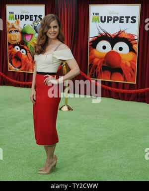 Actress Amy Adams, a cast member in the  motion picture musical comedy 'The Muppets', attends the premiere of the film at the El Capitan Theatre, in the Hollywood section of Los Angeles on November 12, 2011.  UPI/Jim Ruymen Stock Photo