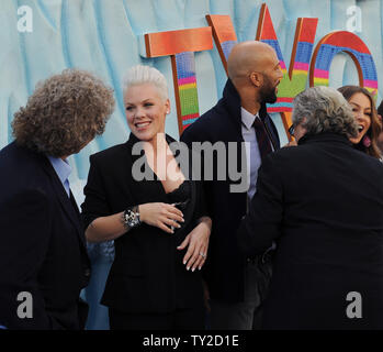 Singer and actress Alecia Moore aka 'Pink', mingles with cast members during the premiere of the animated motion picture comedy 'Happy Feet Two', at Grauman's Chinese Theatre in the Hollywood section of Los Angeles on November 13, 2011.  UPI/Jim Ruymen Stock Photo