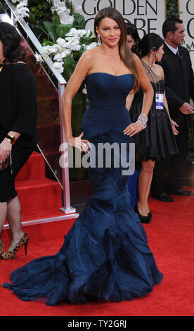 Actress Sofia Vergara arrives at the 69th annual Golden Globe Awards in Beverly Hills, California on January 15, 2012.  UPI/Jim Ruymen Stock Photo