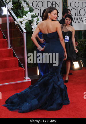 Actress Sofia Vergara arrives at the 69th annual Golden Globe Awards in Beverly Hills, California on January 15, 2012.  UPI/Jim Ruymen Stock Photo