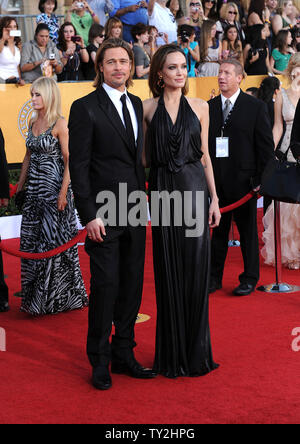 Actors Brad Pitt and Angelina Jolie arrive at the 18th annual Screen Actors Guild Awards in Los Angeles on January 29, 2012.   UPI/Jim Ruymen Stock Photo