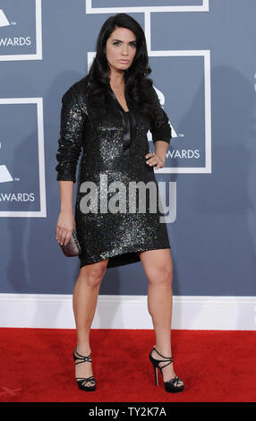 Emily Lazar arrives at the 54th annual Grammy Awards at the Staples