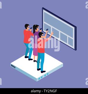 Virtual reality and friends cartoons Stock Vector