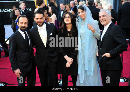 Asghar Farhagi, Peyman Moadi, Leyla Hatami, Mahmaud Kalari and Sarina Farhadi arrive on the red carpet at the 84th Academy Awards at the Hollywood and Highlands Center in the Hollywood section of Los Angeles on February 26, 2012.       UPI/Kevin Dietsch Stock Photo