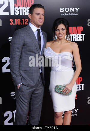 Actor Channing Tatum, a cast member in the motion picture action comedy '21 Jump Street', attends the premiere of the film with his wife, actress Jenna Dewan Tatum at Grauman's Chinese Theatre in the Hollywood section of Los Angeles on March 13, 2012.  UPI/Jim Ruymen Stock Photo