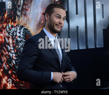Taylor Kitsch, a cast member in the premiere  motion picture sci-fi fantasy 'Battleship', attends the premiere of the film at Nokia Theatre in Los Angeles on May 10, 2012.  UPI/Jim Ruymen Stock Photo