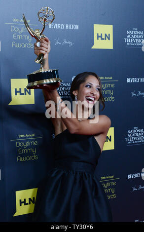 Christel Khalil appears backstage with the Outstanding Younger Actress in a Drama award she won for 'The Young and the Restless', at the 39th annual Daytime Emmy Awards in Beverly Hills, California on June 23, 2012.  UPI/Jim Ruymen Stock Photo