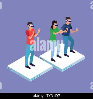 Virtual reality and friends cartoons Stock Vector