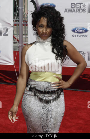 Recording artist Melanie Fiona arrives for the BET Awards 12 at the Shrine Auditorium in Los Angeles on July 1, 2012.  UPI/Jonathan Alcorn Stock Photo