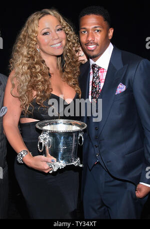 Mariah Carey attends the BMI Urban Music Awards with her husband Nick Cannon, where she was honored as an 'icon' in Beverly Hills, California on September 7, 2012.   UPI/Arnold Turner Stock Photo