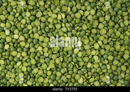 Green Split Peas Close Up Top View. Food Background, Legumes Stock Photo