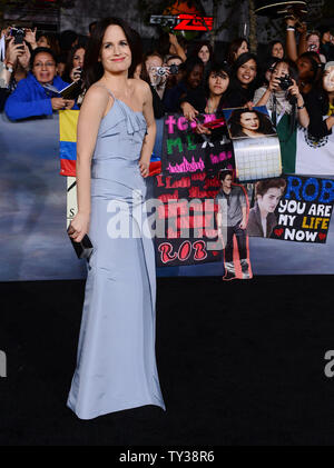 Actress Elizabeth Reaser, a cast member in the romantic fantasy motion picture 'The Twilight Saga: Breaking Dawn - Part 2', attends the premiere of the film at Nokia Theatre in Los Angeles on November 12, 2012.  UPI/Jim Ruymen Stock Photo