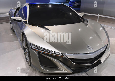 An Acura NSX concept car is seen at the 2012 Los Angeles Auto Show held at the Convention Center in Los Angeles, California on November 29, 2012.      UPI/Phil McCarten Stock Photo