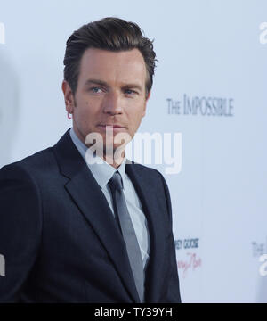 Scottish actor Ewan McGregor, a cast member in the dramatic thriller motion picture 'The Impossible', attends the premiere of the film at the ArcLight Cinerama Dome in the Hollywood section of Los Angeles on December 10, 2012. The film is based on the Phuket, Thailand 2004 Tsunami account of a family caught, with tens of thousands of strangers, in the mayhem of one of the worst natural catastrophes of our time.   UPI/Jim Ruymen Stock Photo