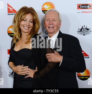 Actor Paul Hogan and his wife, actress Linda Kozlowski attend the G'Day USA Los Angeles gala at JW Marriott in Los Angeles on January 12, 2013.  UPI/Jim Ruymen Stock Photo