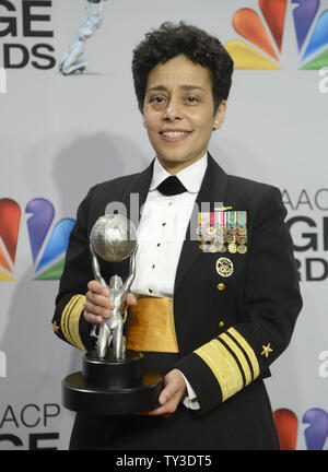 Chairman's Award honoree United States Navy Vice Admiral Michelle Janine Howard appears backstage at the 44th NAACP Image Awards at the Shrine Auditorium in Los Angeles on February 1, 2013.  UPI/Phil McCarten Stock Photo