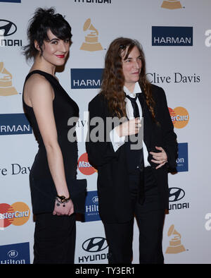 Singer Patti Smith and her daughter Jesse Smith arrive at the Clive Davis pre-Grammy party and salute to Antonio 'L.A.' Reid, at the Beverly Hilton Hotel in Beverly Hills, California on February 9, 2013.  UPI/Jim Ruymen Stock Photo