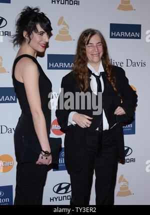 Singer Patti Smith and her daughter Jesse Smith arrive at the Clive Davis pre-Grammy party and salute to Antonio 'L.A.' Reid, at the Beverly Hilton Hotel in Beverly Hills, California on February 9, 2013.  UPI/Jim Ruymen Stock Photo