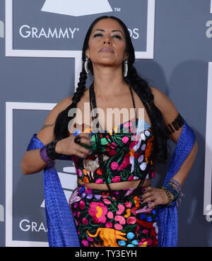 Lila Downs arrives at the 55th annual Grammy Awards at the Staples 