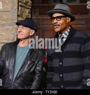 Actors Patrick Stewart (L) and Michael Dorn attend the premiere of the ...