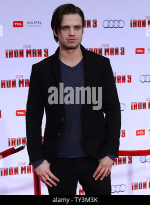 Sebastian Stan arrives for the 'Iron Man 3' movie premiere at the El Capitan Theatre in the Hollywood section of Los Angeles on April 24, 2013.     UPI/Jim Ruymen Stock Photo