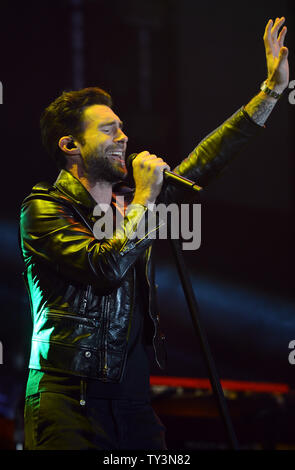 Singer Adam Levine of Maroon 5 performs at KIIS FM's Wango Tango 2013 at the Home Depot Center in Carson, California on May 11, 2013.  UPI/Jim Ruymen Stock Photo