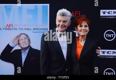 Actor Richard Benjamin and his wife, actress Paula Prentiss attend the 41st AFI Life Achievement Award tribute to director Mel Brooks at the Dolby Theatre in the Hollywood section of Los Angeles on June 6, 2013.  UPI/Jim Ruymen Stock Photo