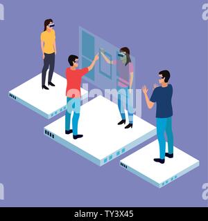 Virtual reality and friends cartoons Stock Vector