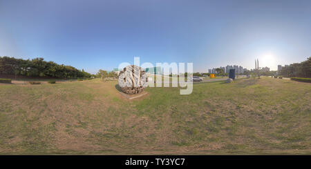 360 degree panoramic view of Ansan, South Korea - 12 June 2019. Panorama 360 degrees view in park. Forest and Park 360 image, VR AR content.