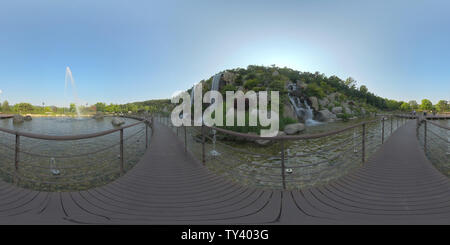 360 degree panoramic view of Ansan, South Korea - 12 June 2019. Panorama 360 degrees view in park. Forest and Park 360 image, VR AR content.