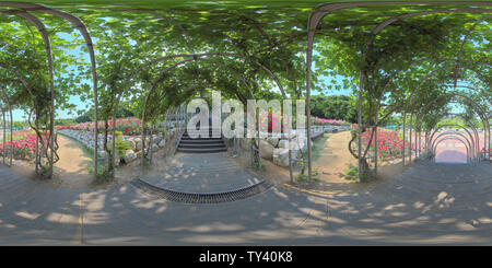 360 degree panoramic view of Ansan, South Korea - 12 June 2019. Panorama 360 degrees view in park. Forest and Park 360 image, VR AR content.