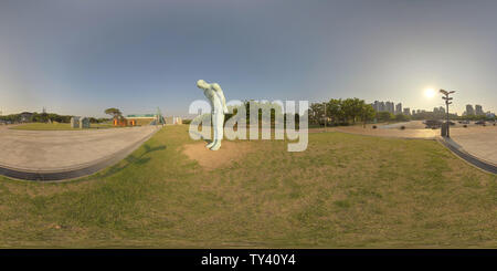 360 degree panoramic view of Ansan, South Korea - 12 June 2019. Panorama 360 degrees view in park. Forest and Park 360 image, VR AR content.