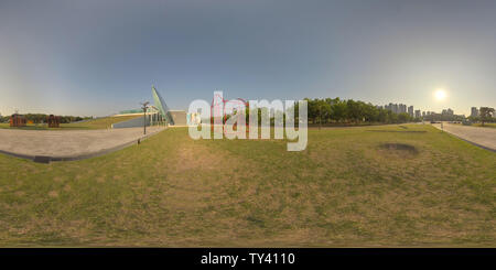 360 degree panoramic view of Ansan, South Korea - 12 June 2019. Panorama 360 degrees view in park. Forest and Park 360 image, VR AR content.