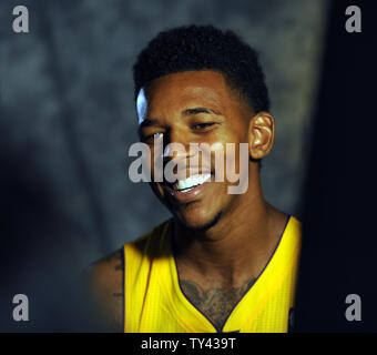 Los Angeles Lakers' Nick Young participates in the basketball team's media day, at the Lakers' training facility in El Segundo, California on September 28, 2013. UPI/Lori Shepler Stock Photo