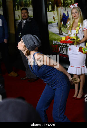 Cast member Georgina Cates attends the premiere of his new motion picture comedy 'Jackass Presents: Bad Grandpa' at TLC Chinese Theatre (formerly Grauman's) in Los Angeles on October 21, 2013. In the film, 86-year-old Irving Zisman is on a journey across America with the most unlikely companion: his 8 year-old grandson, Billy. UPI/Jim Ruymen Stock Photo