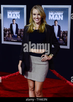 Actress Cassidy Gard attends the premiere of the motion picture comedy 'Delivery Man' at the El Capitan Theatre in the Hollywood section of Los Angeles on November 3, 2013. In the film, an affable underachiever (Vince Vaughn) finds out he's fathered 533 children through anonymous donations to a fertility clinic 20 years ago. Now he must decide whether or not to come forward when 142 of them file a lawsuit to reveal his identity.   UPI/Jim Ruymen Stock Photo