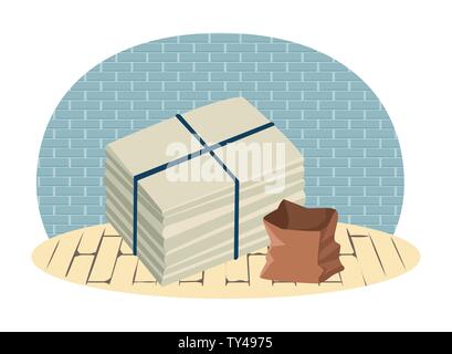 paper moored and bag of paper Stock Vector