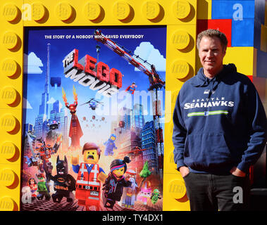 Cast member Will Ferrell, the voice of Lord Business/President Business and The Man Upstairs in the motion picture animated comedy 'The Lego Movie' attends the premiere of the film at the Regency Village Theatre in the Westwood section of Los Angeles on February 1, 2014. Storyline: An ordinary Lego minifigure, mistakenly thought to be the extraordinary MasterBuilder, is recruited to join a quest to stop an evil Lego tyrant from gluing the universe together.  UPI/Jim Ruymen