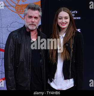Cast member Ray Liotta and his daughter Karsen Liotta attend the premiere of the motion picture comedy 'Muppets Most Wanted' at the El Capitan Theatre in the Hollywood section of Los Angeles on March 11, 2014. Storyline: While on a grand world tour, The Muppets find themselves wrapped into an European jewel-heist caper headed by a Kermit the Frog look-alike and his dastardly sidekick.  UPI/Jim Ruymen Stock Photo