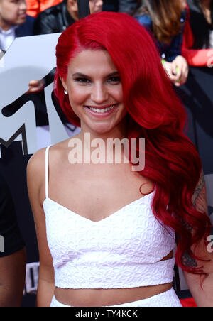 Carly Aquilino arrives at the MTV Movie and TV Awards at the Shrine