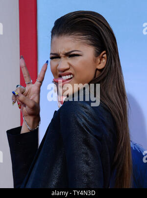 Actress  Zendaya attends the premiere of the motion picture comedy 'Blended' at TCL Chinese Theatre (formerly Grauman's) in the Hollywood section of Los Angeles on May 21, 2014. Storyline: After a blind date gone horribly wrong, Jim and Lauren agree they never, ever want to see each other again. Well, that's all about to change when the two find themselves and their respective families (including children) all stuck together in one suite at an African Safari vacation spot.  UPI/Jim Ruymen Stock Photo