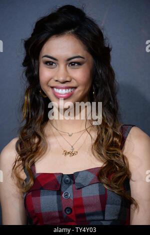 Actress Ashley Argota attends the premiere of the horror film 'Annabelle' at TCL Chinese Theatre in the Hollywood section of Los Angeles on September 29, 2014. Storyline: A couple begin to experience terrifying supernatural occurrences involving a vintage doll shortly after their home is invaded by satanic cultists.  UPI/Jim Ruymen Stock Photo