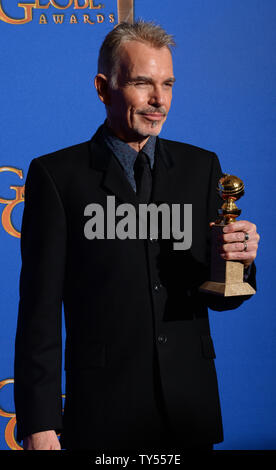 Billy Bob Thornton appears backstage with the award he won for his role in 'Fargo' during the 72nd annual Golden Globe Awards at the Beverly Hilton Hotel in Beverly Hills, California on January 11, 2015.  Photo by Jim Ruymen/UPI Stock Photo