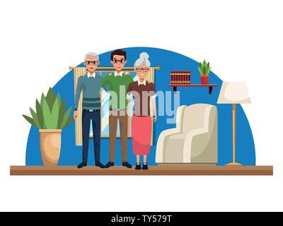 Family inside home scenery cartoons Stock Vector Image & Art - Alamy