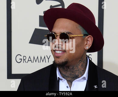 Singer Chris Brown arrives for the 57th Grammy Awards at Staples Center in Los Angeles on February 8, 2015. Photo by Jim Ruymen/UPI Stock Photo