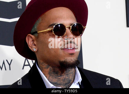 Chris Brown arrives for the 57th Grammy Awards at Staples Center in Los Angeles on February 8, 2015. Photo by Jim Ruymen/UPI Stock Photo