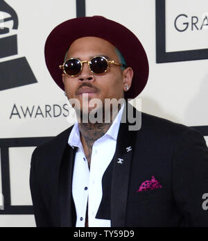 Chris Brown arrives for the 57th Grammy Awards at Staples Center in Los Angeles on February 8, 2015. Photo by Jim Ruymen/UPI Stock Photo