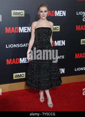 Kiernan Shipka arrives on the red carpet of the Black & Red Ball celebrating the upcoming final season of the show 'Mad Men' in Los Angeles on March 25, 2015.  Photo by David Silpa/UPI Stock Photo