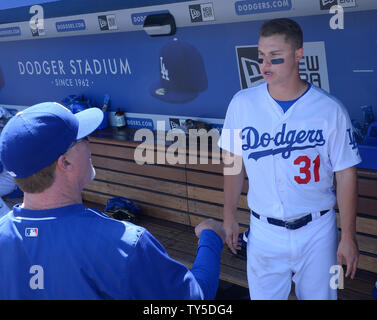 Los Angeles Dodgers Joc Pederson bats during the MLB All-Star Game on July  14, 2015 at Great American Ball Park in Cincinnati, Ohio. (Mike Janes/Four  Seam Images via AP Stock Photo 